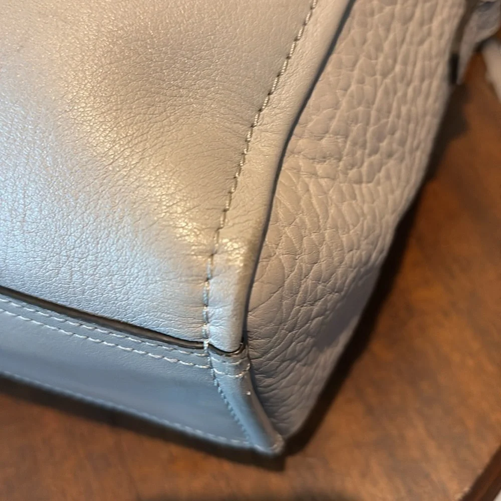 Coach Bleecker  mini Riley Satchel Crossbody bag  leather  gray/taupe excellent